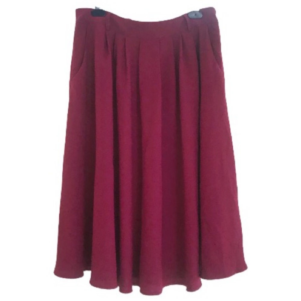 HOT & DELICIOUS Flowy Midi Burgundy Skirt